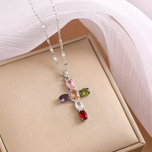 Stained Glass Cross Necklace image 0